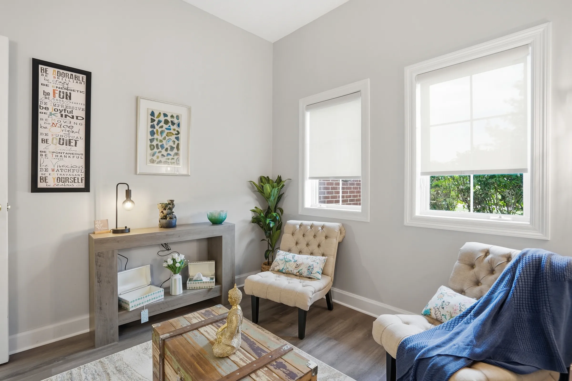 A therapy room with natural light
